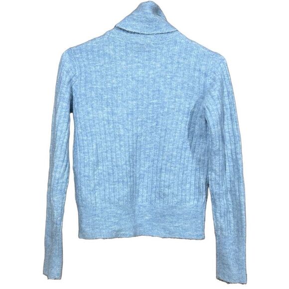Women's Blue Zara Long Sleeve Turtleneck Wool Alpaca Blend Sweater Size Small - Picture 2 of 7